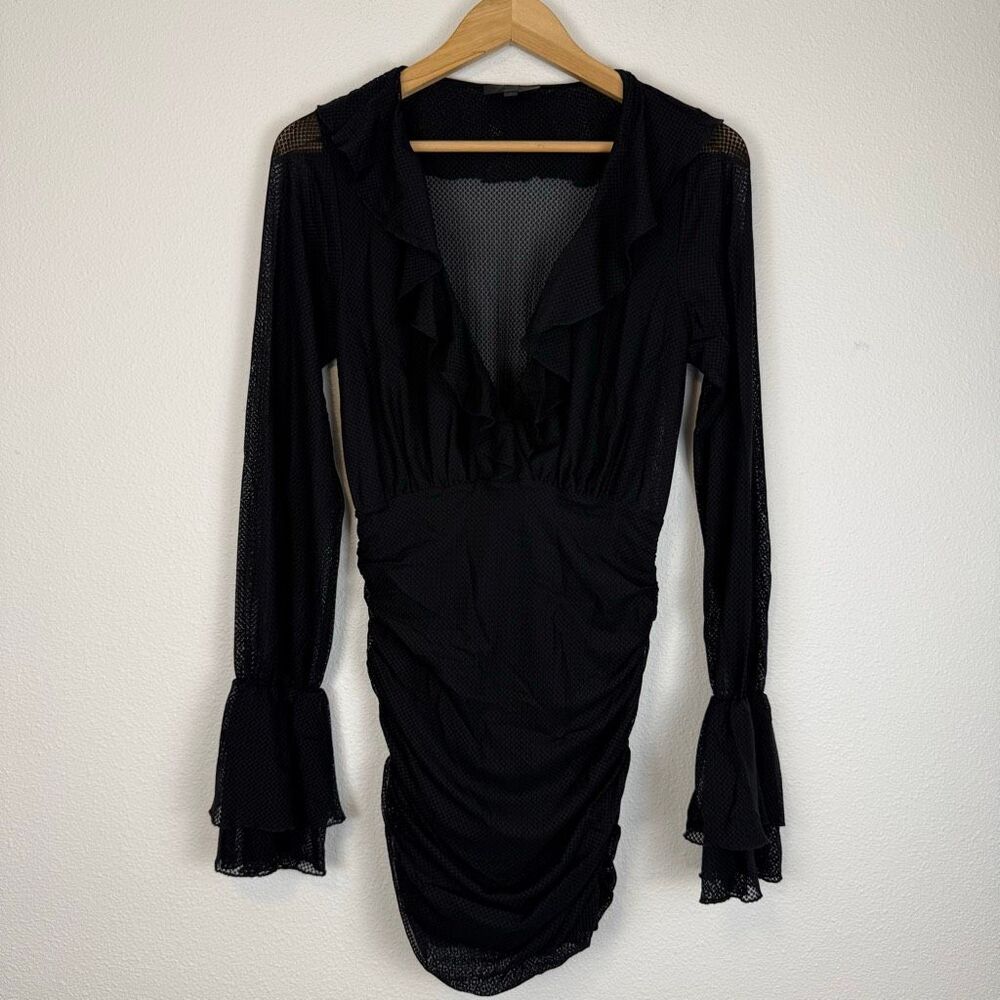 Michael Costello x Revolve Mavis Mesh Black‎ Mini Dress Size Small